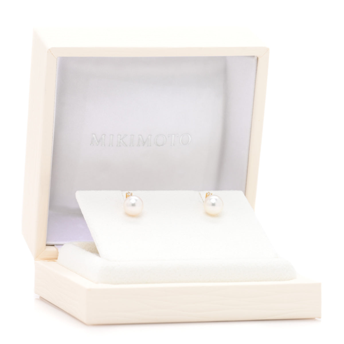 Mikimoto 18K Yellow Gold Diamond Akoya Cultured Pearl 7-7.5mm Earrings 5 of 5