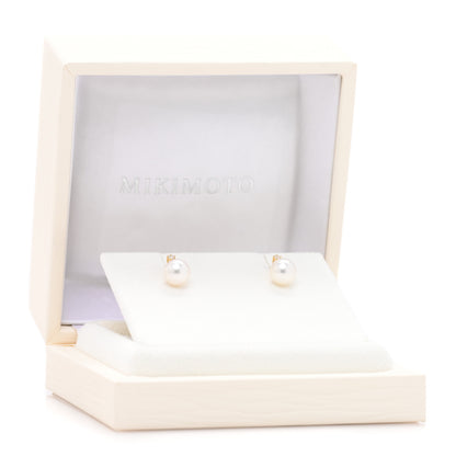 Mikimoto 18K Yellow Gold Diamond Akoya Cultured Pearl 7-7.5mm Earrings 5 of 5