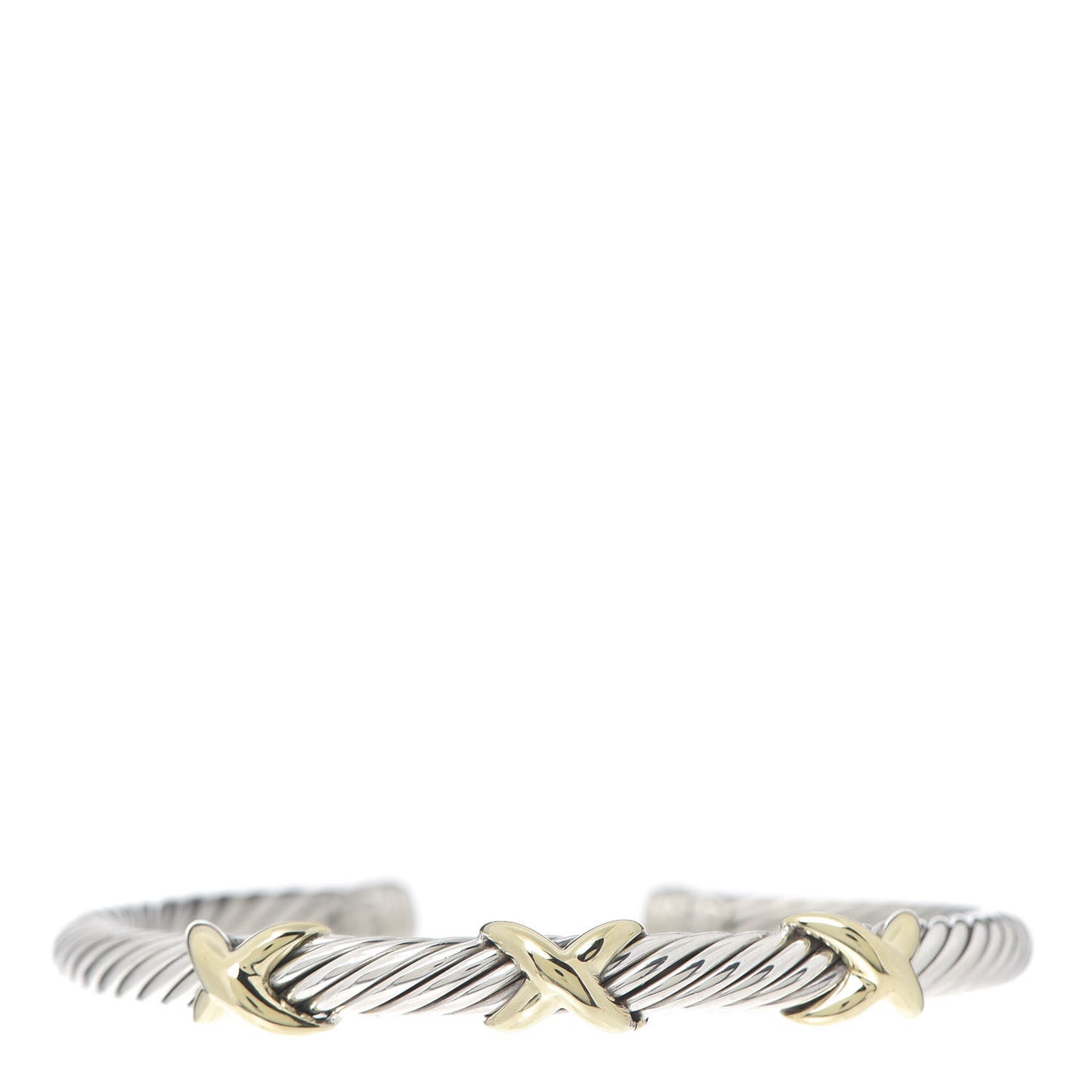 Sterling Silver 14K Yellow Gold 5mm Triple X Cable Bracelet