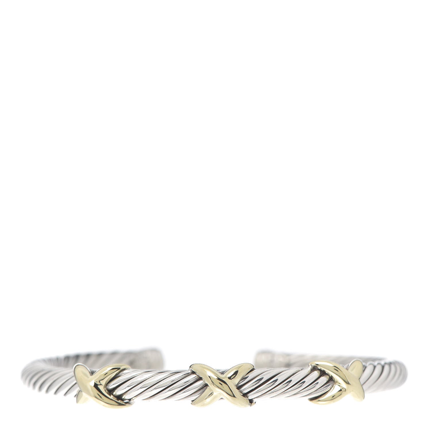 David Yurman Sterling Silver 14K Yellow Gold 5mm Triple X Cable Bracelet 1 of 5