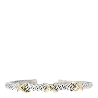 David Yurman Sterling Silver 14K Yellow Gold 5mm Triple X Cable Bracelet 1 of 5