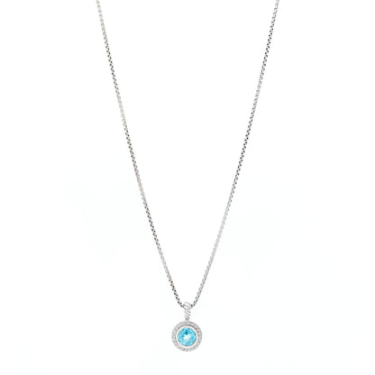 David Yurman Sterling Silver Diamond Blue Topaz 8mm Petite Cerise Pendant Necklace 1 of 4