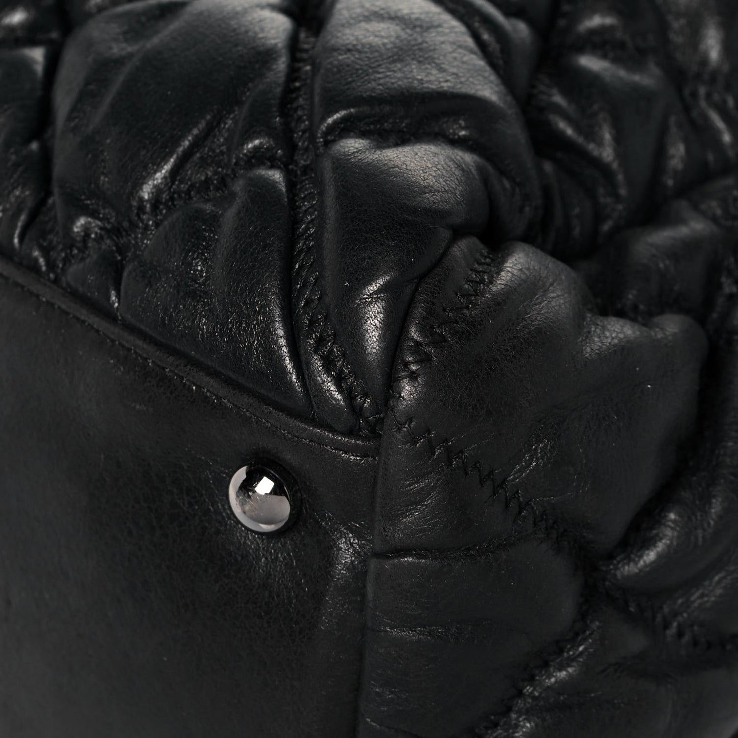Calfskin Bubble Quilt Bowler Black