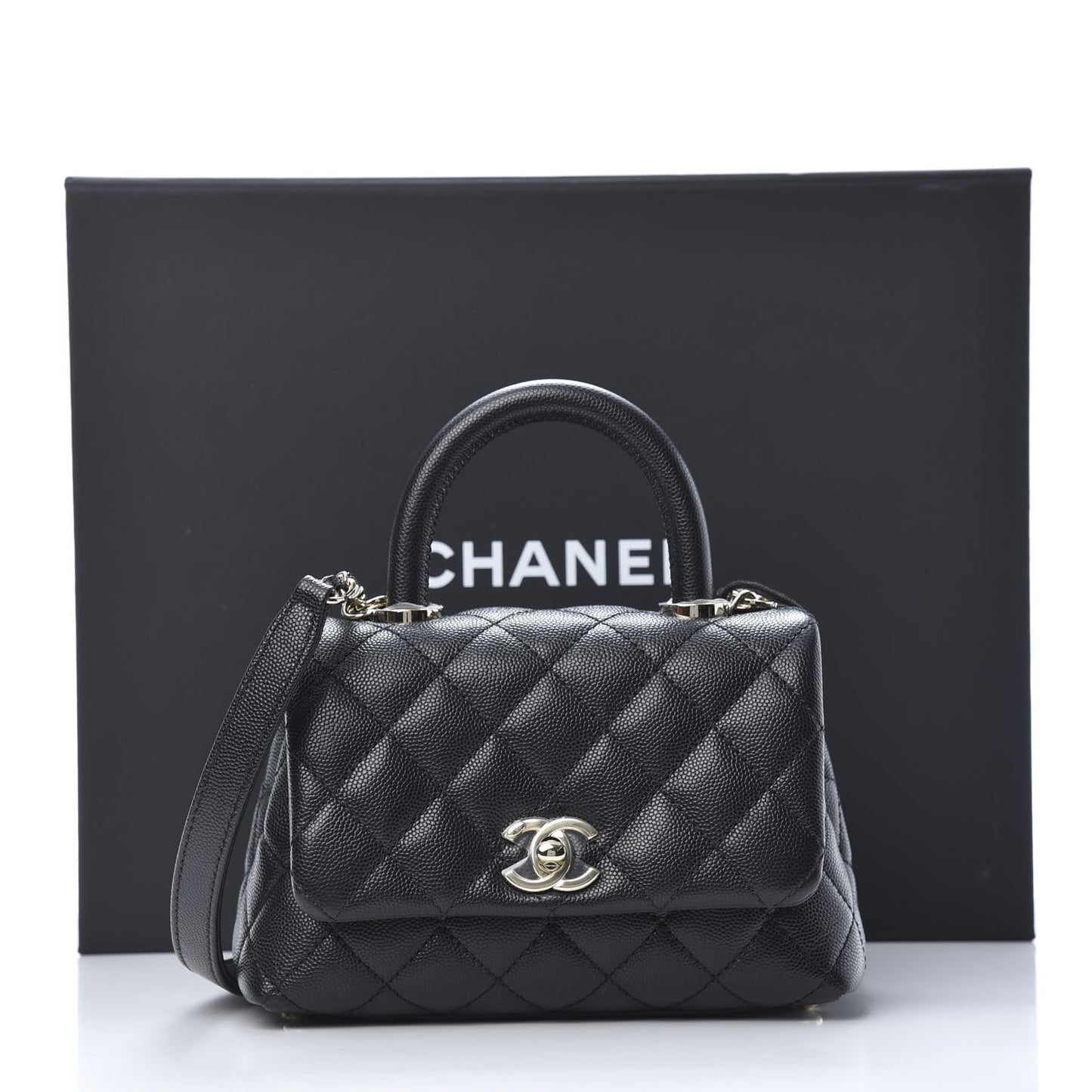 Caviar Quilted Extra Mini Coco Handle Flap Black