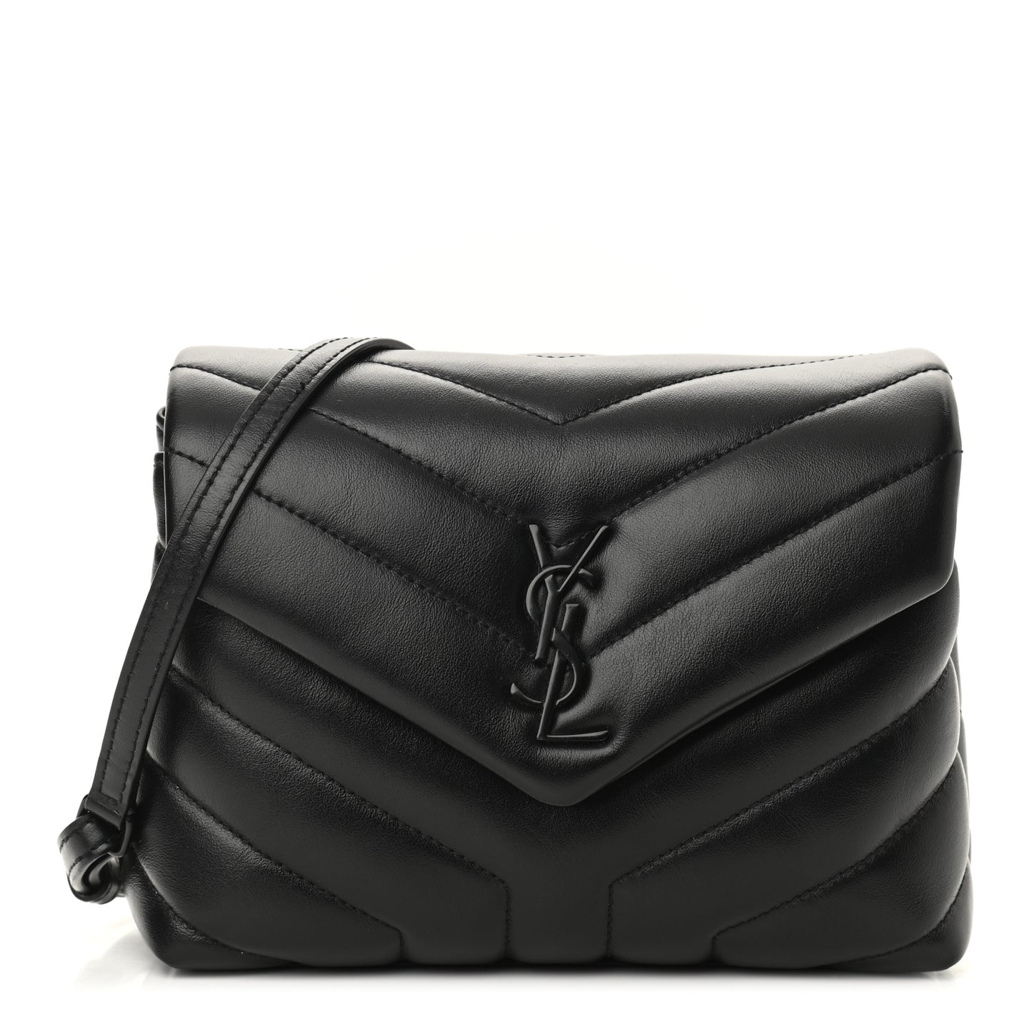 Calfskin Y Quilted Monogram Toy Loulou Crossbody Bag Black