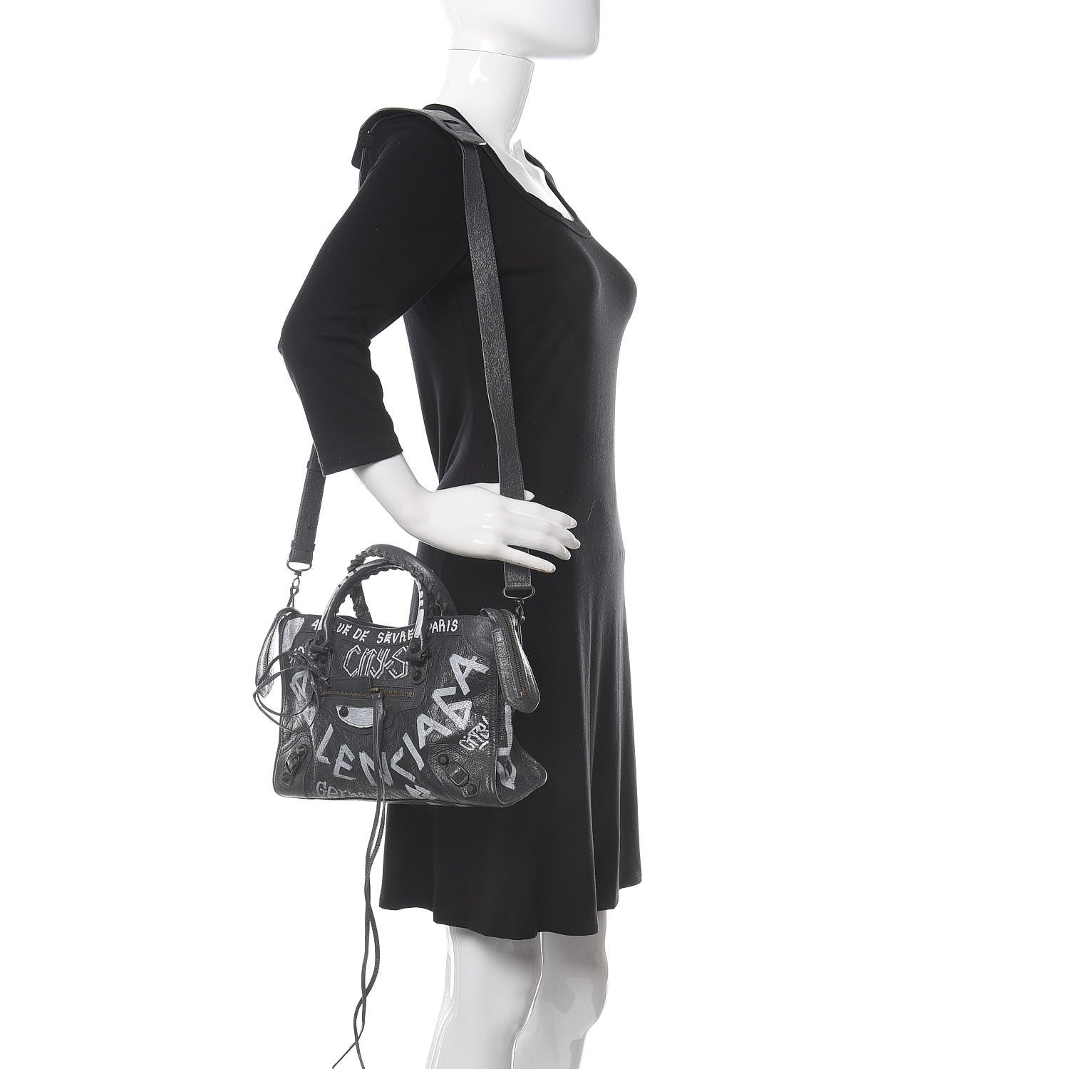 Balenciaga Agneau Arena Graffiti All Over Classic Hardware S City Gris Fossile White 2 of 10