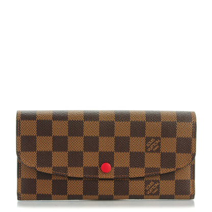 Louis Vuitton Damier Ebene Emilie Wallet Red 1 of 7