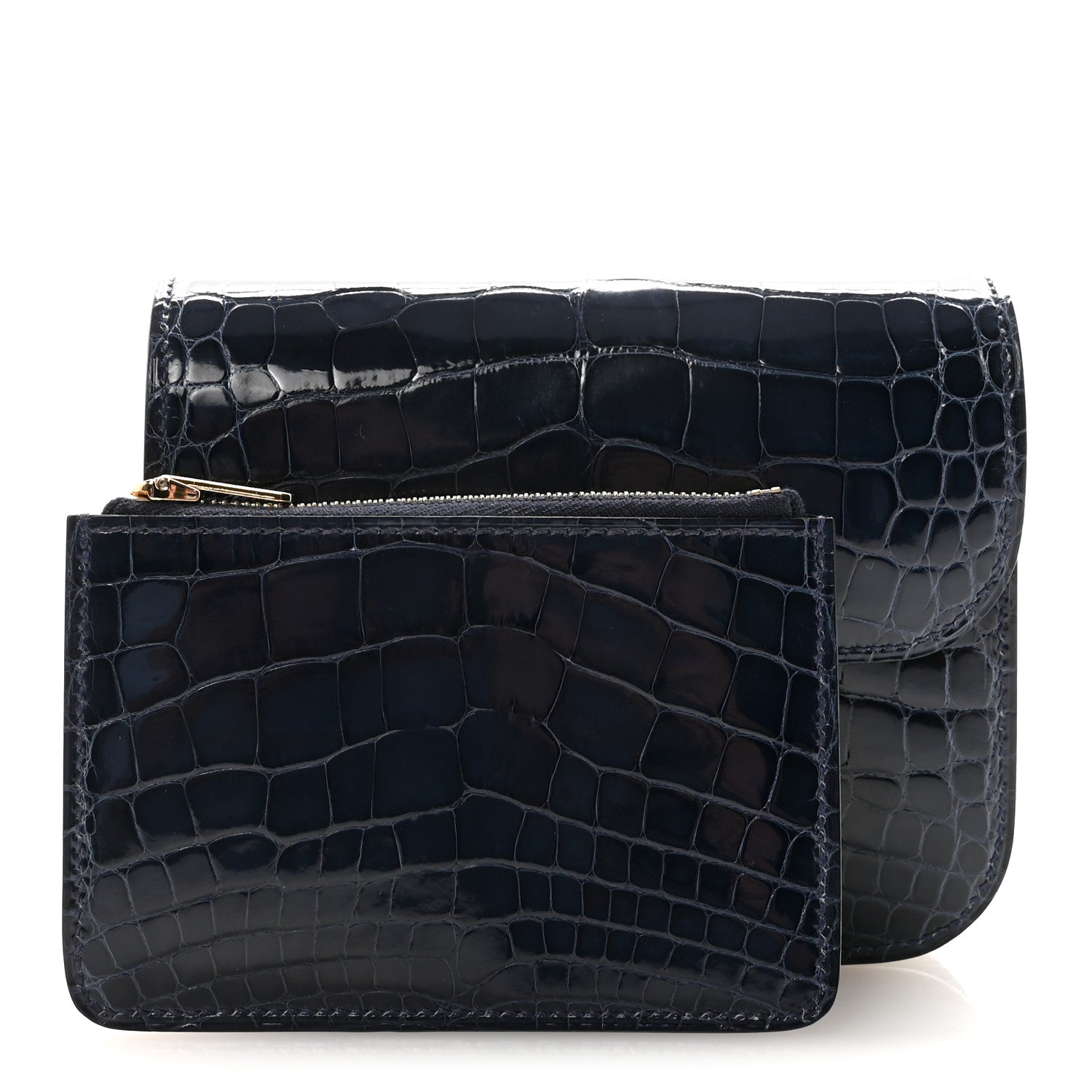 Hermes Shiny Alligator Constance Slim Wallet Bleu Abysse 2 of 7