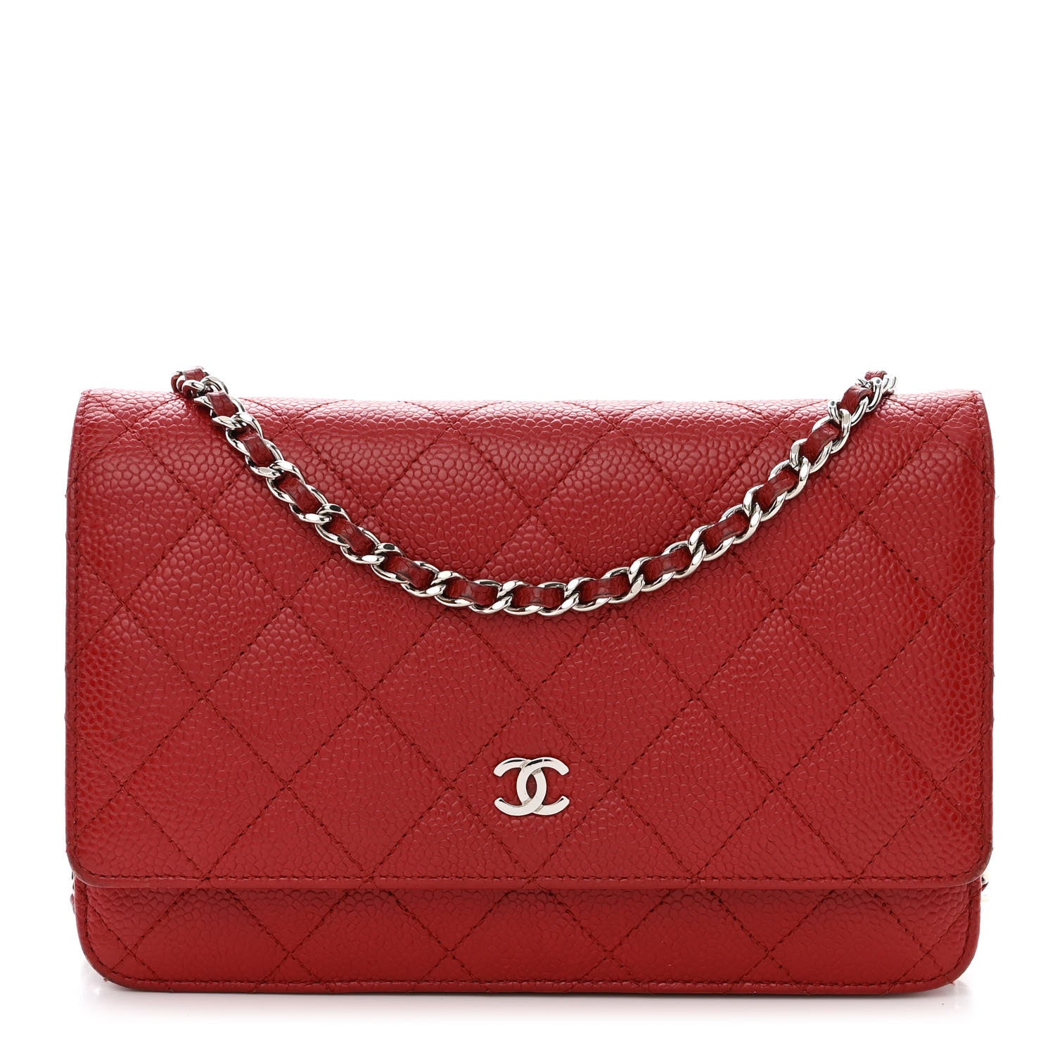 Chanel Caviar Quilted Wallet on Chain WOC Red 1 of 14