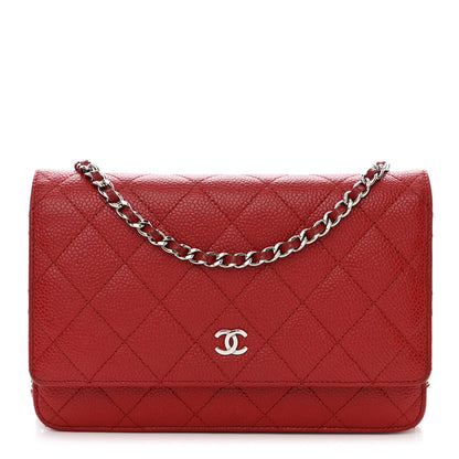 Chanel Caviar Quilted Wallet on Chain WOC Red 1 of 14