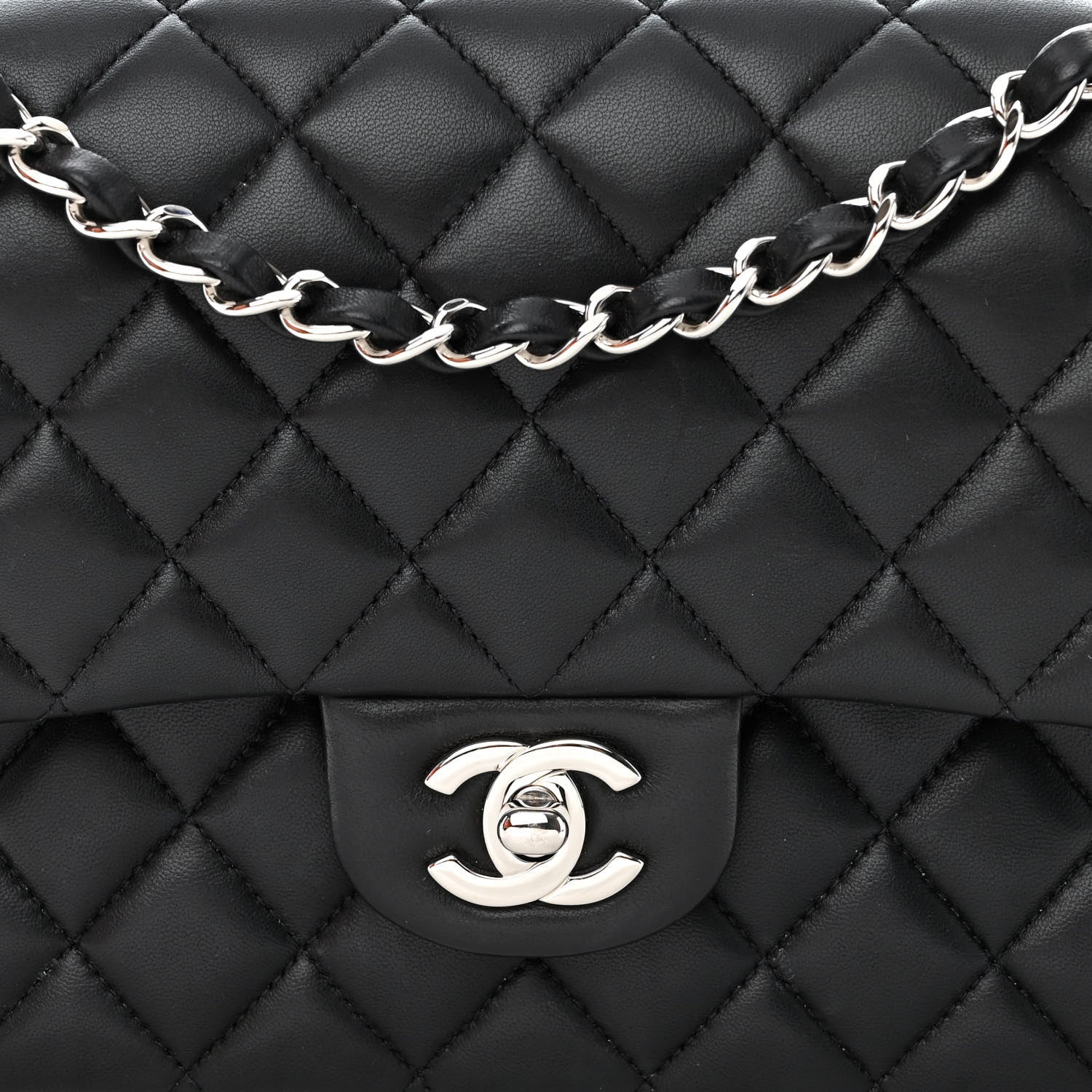Chanel Lambskin Quilted Medium Double Flap Black 9 of 15