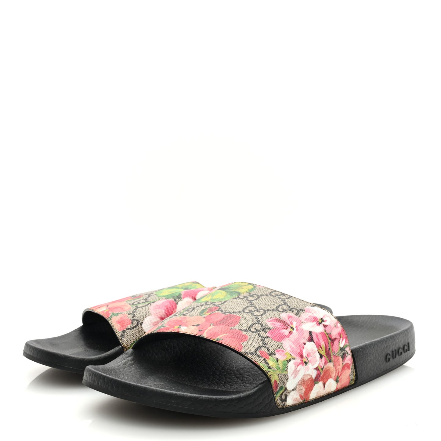 GG Supreme Monogram Blooms Slide Sandals 41 Beige Multicolor