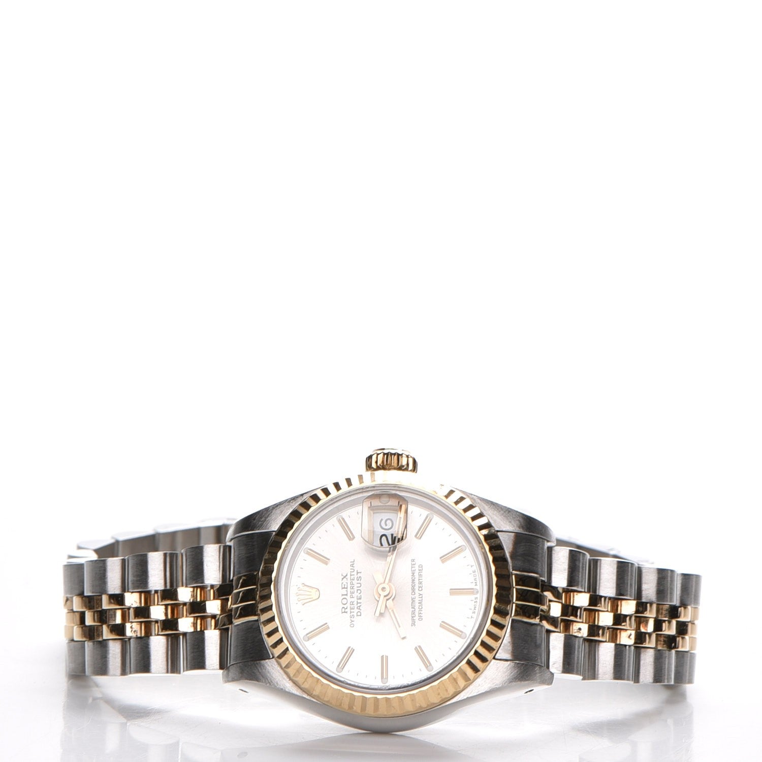 Rolex Stainless Steel 18K Yellow Gold 26mm Oyster Perpetual Datejust Watch Silver 69173 4 of 8