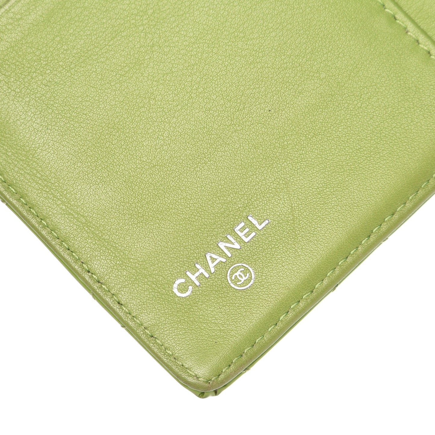 Patent Quilted Brilliant Yen Wallet Green