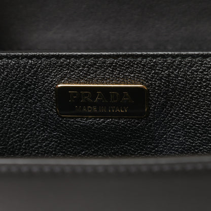 Prada City Calfskin Ostrich Cahier Bag Colbalto Black 6 of 12