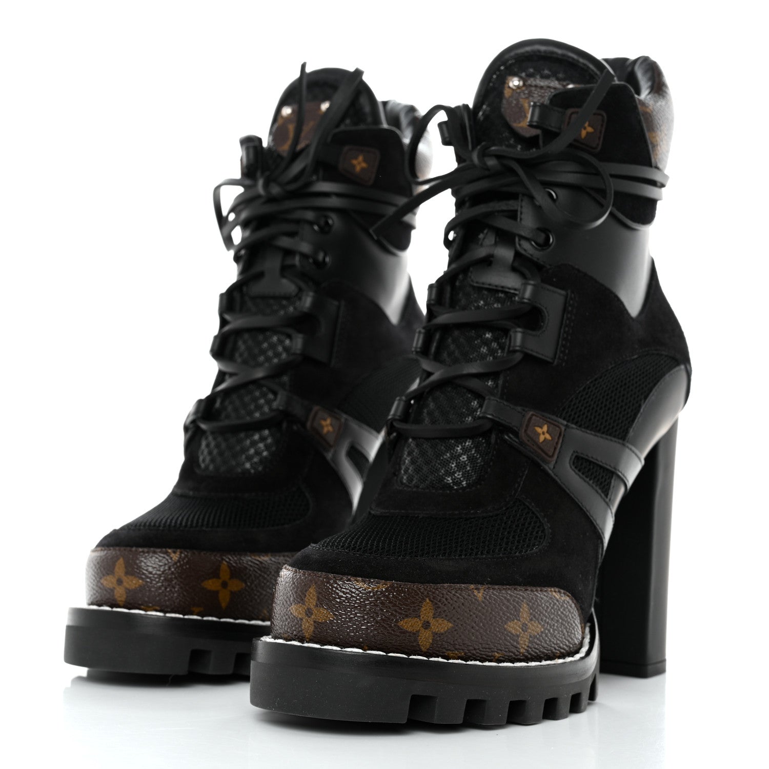 Louis Vuitton Suede Calfskin Monogram Star Trail Ankle Boots 39 Black 3 of 7
