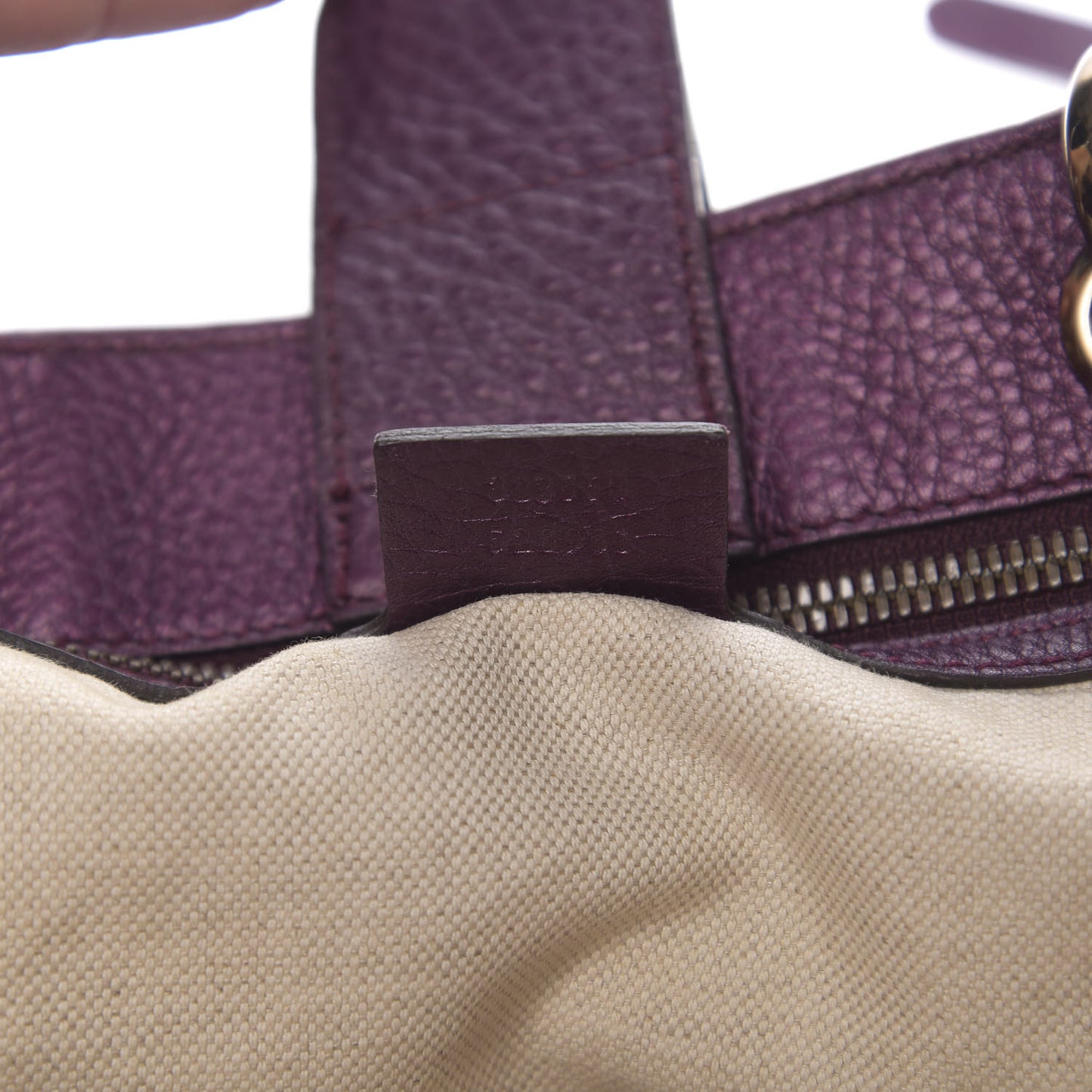 Pebbled Calfskin Medium Bamboo Shopper Tote Purple