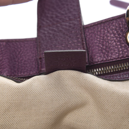 Gucci Pebbled Calfskin Medium Bamboo Shopper Tote Purple 6 of 13