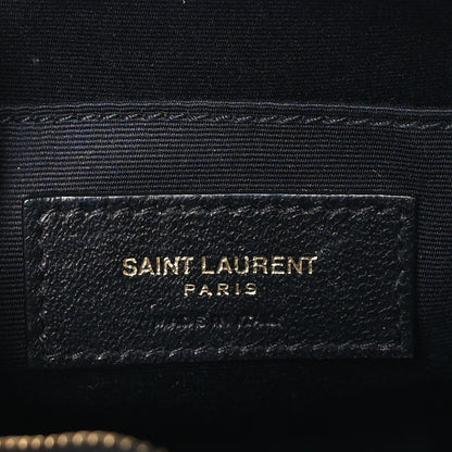 Saint Laurent Smooth Calfskin Suede Leopard Print Round Vinyle Camera Bag Black 6 of 10