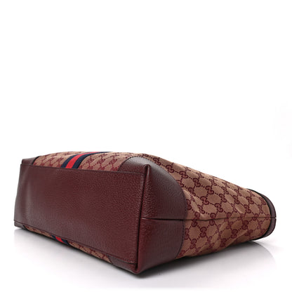 Gucci Monogram Textured Dollar Calfskin Web Medium Ophidia Shopping Tote Sahara Rubino Chardonnay 9 of 9