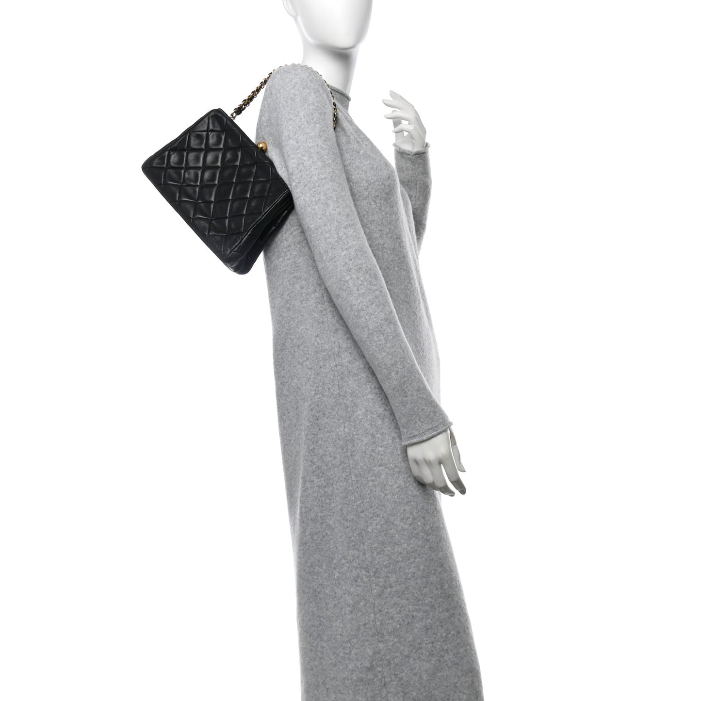 Lambskin Quilted Small Kisslock Bag Black