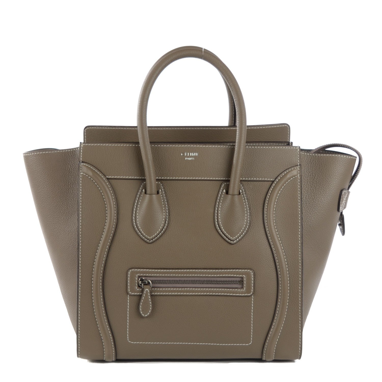 Celine Drummed Calfskin Mini Luggage Souris 1 of 9