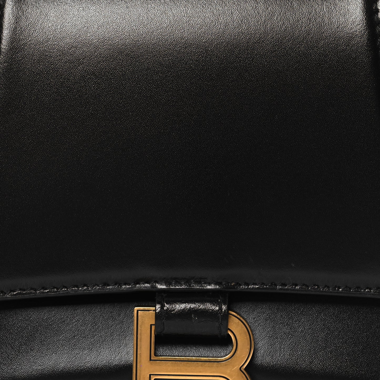 Shiny Box Calfskin Small Hourglass Top Handle Bag Black