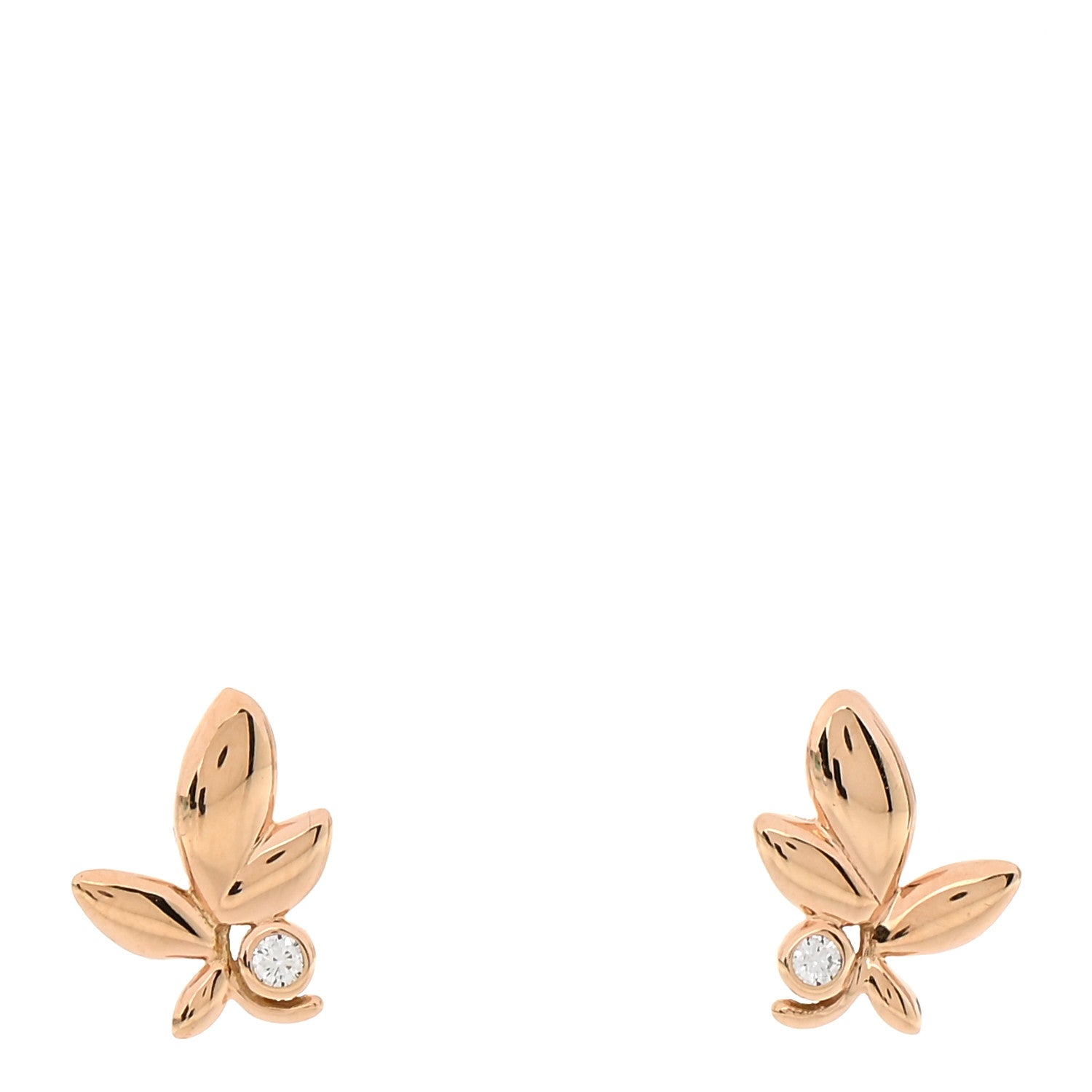 Tiffany 18K Rose Gold Diamond Paloma Picasso Olive Leaf Earrings 964465 ...