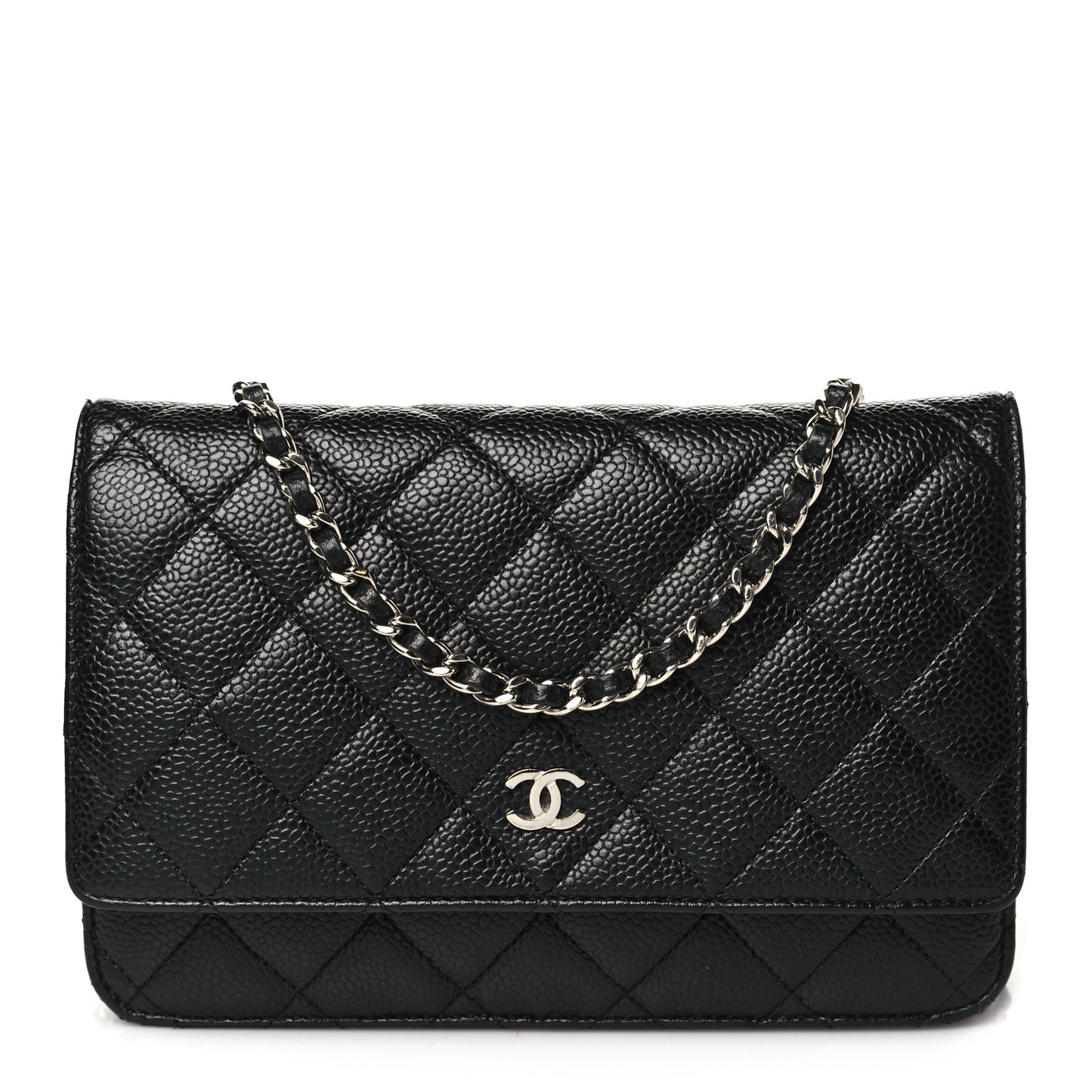 Caviar Quilted Wallet on Chain WOC Black