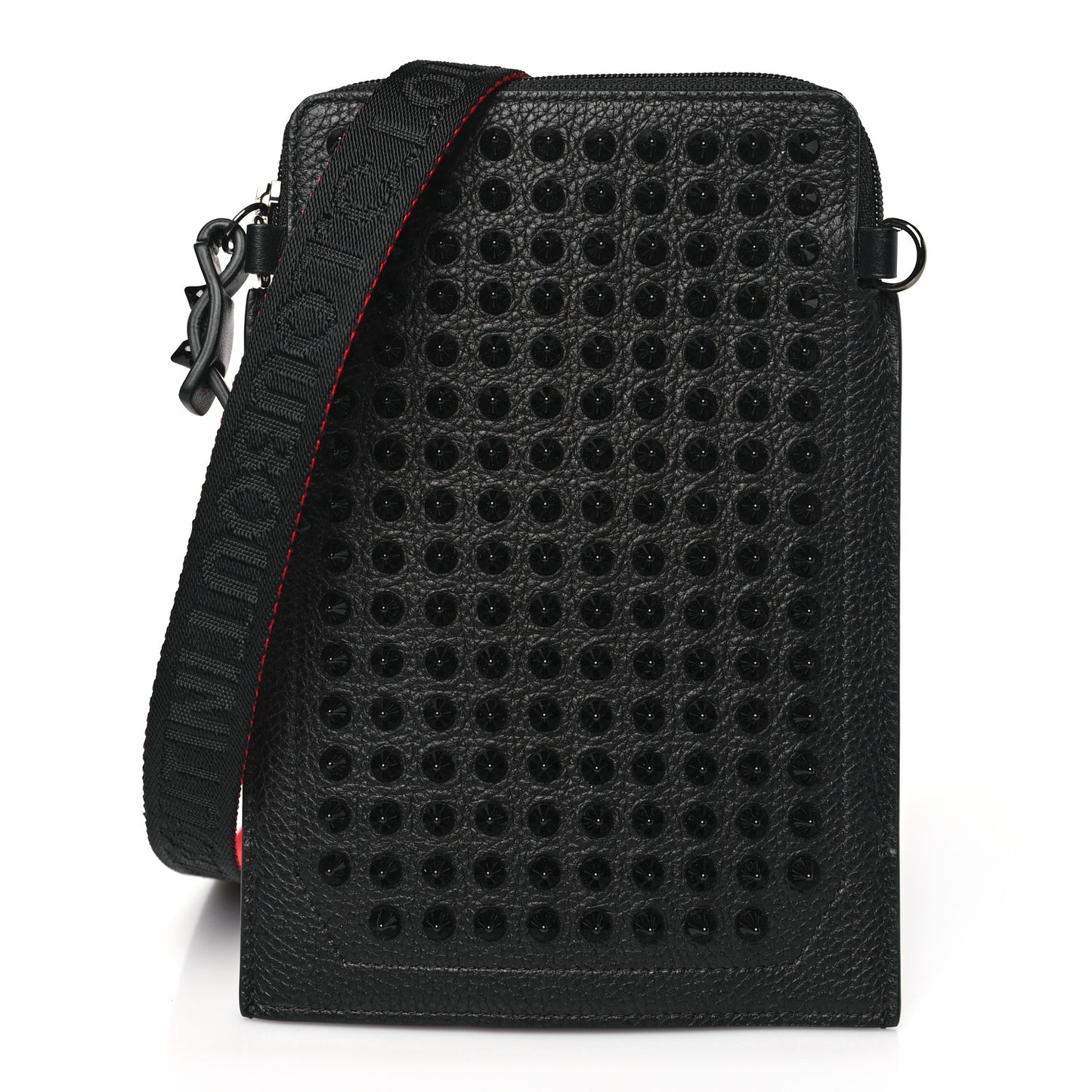 Empire Calfskin Spikes Loubilab Clutch Black