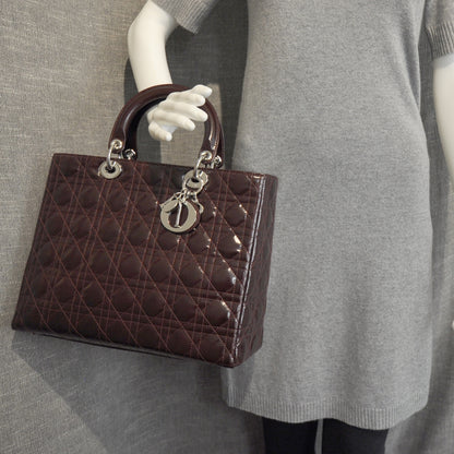Christian Dior Leather Cannage Large Lady Dior Burgundy 3 of 8