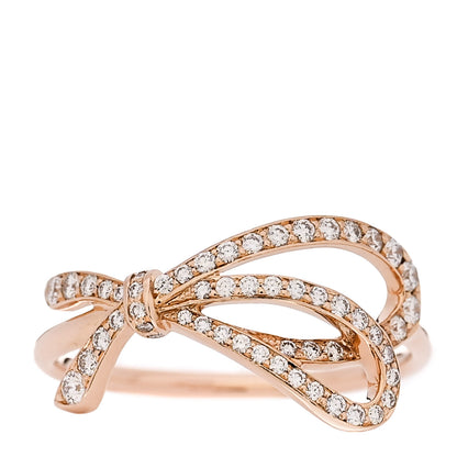 Tiffany 18K Rose Gold Diamond Bow Ring 58 8.25 1 of 5