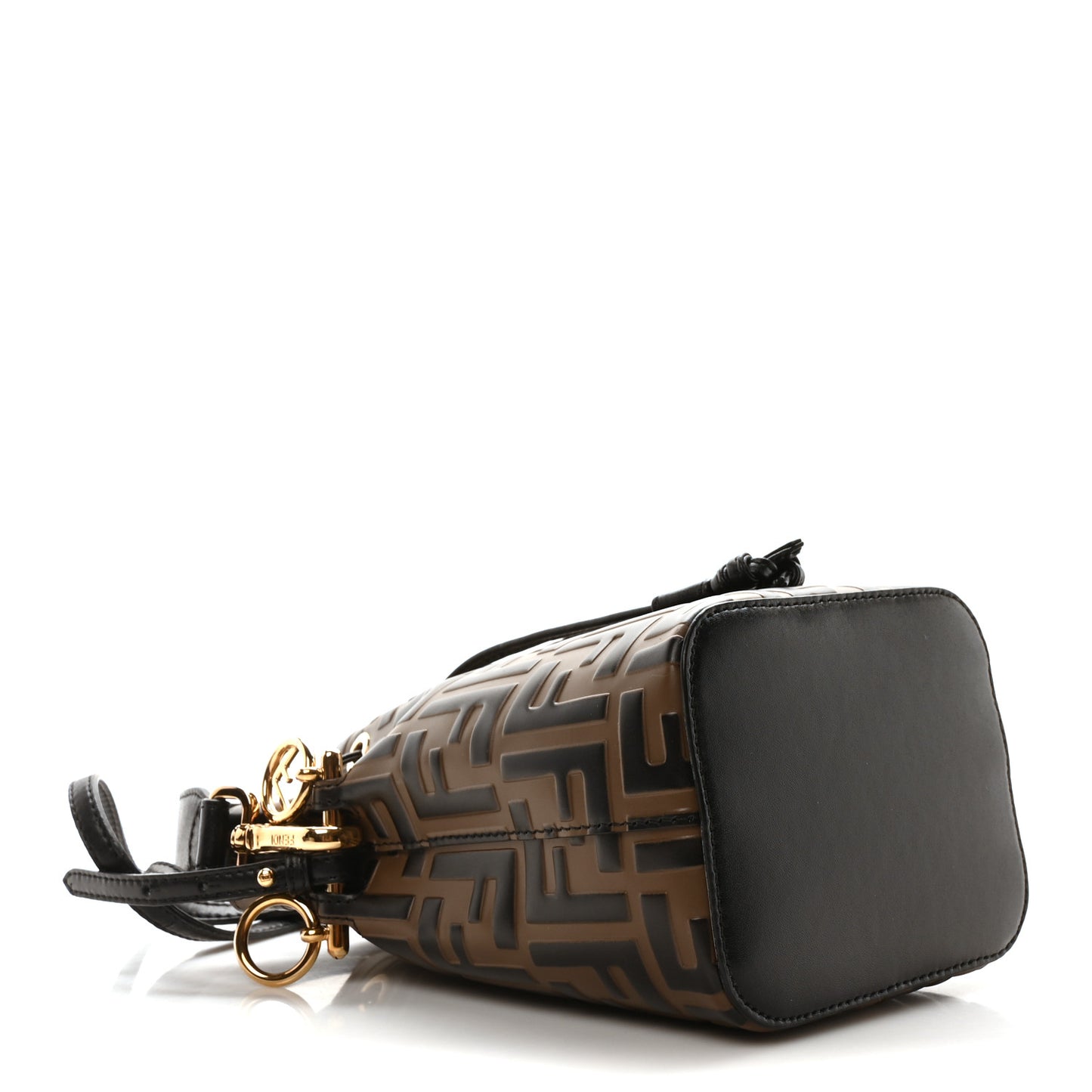 Vitello Liberty F is Fendi Bi-Color FF 1974 Embossed Mini Mon Tresor Bucket Bag Maya Black