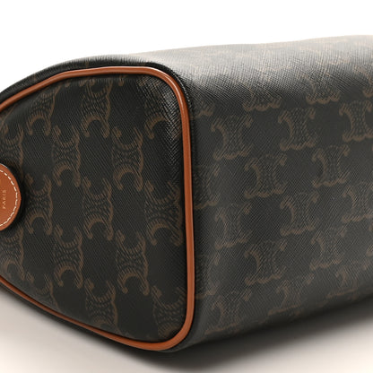 Celine Triomphe Canvas Calfskin Small Boston Bag Tan 8 of 9