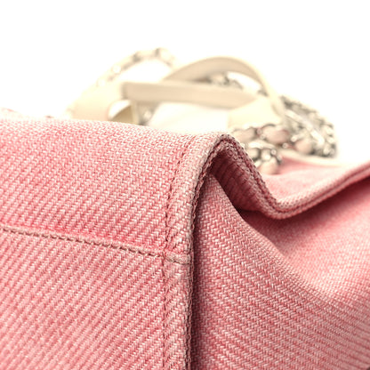 Chanel Woven Straw Raffia Medium Deauville Tote Pink White 10 of 14