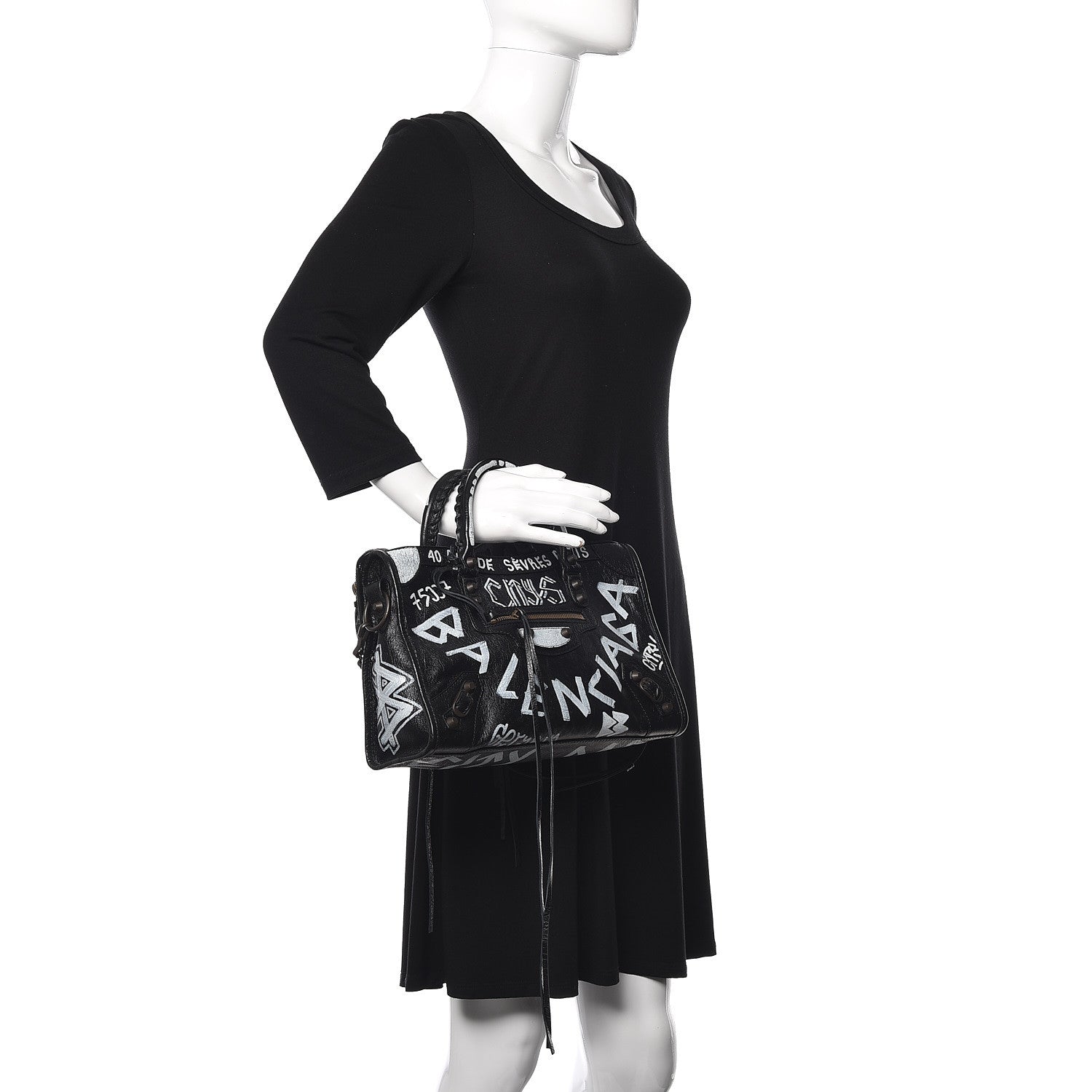 Balenciaga Agneau Classic Hardware Graffiti All Over S City Black 3 of 11