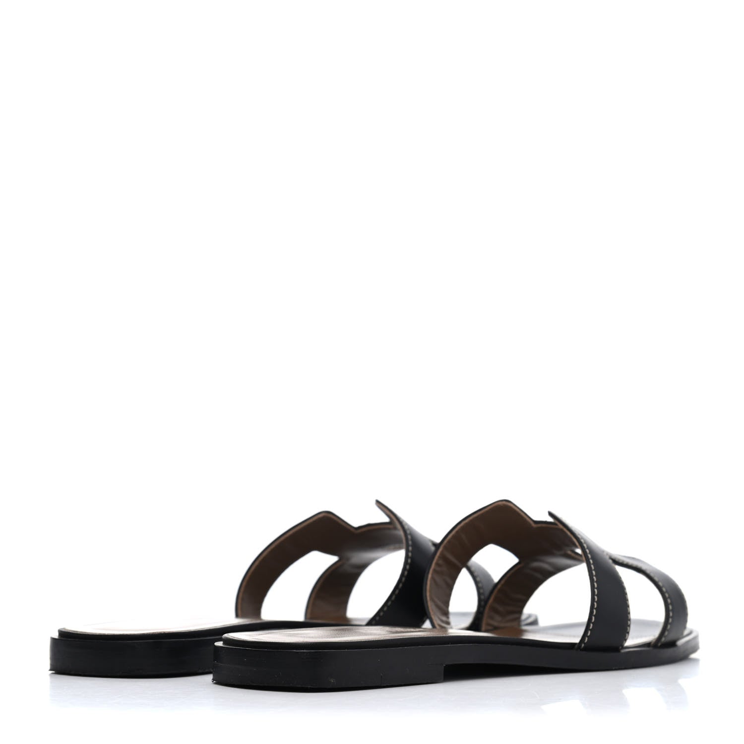 Hermes Box Calfskin Oran Sandals 36.5 Black 3 of 4
