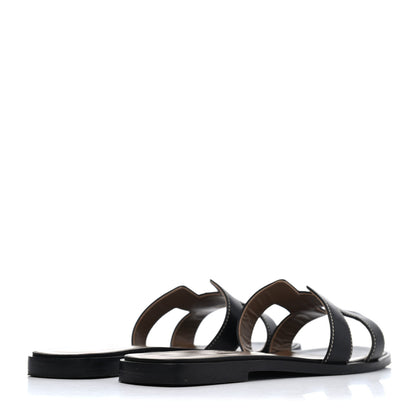 Hermes Box Calfskin Oran Sandals 36.5 Black 3 of 4