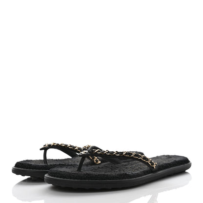 Chanel Lambskin CC Chain Thong Sandals 39 Black 3 of 9