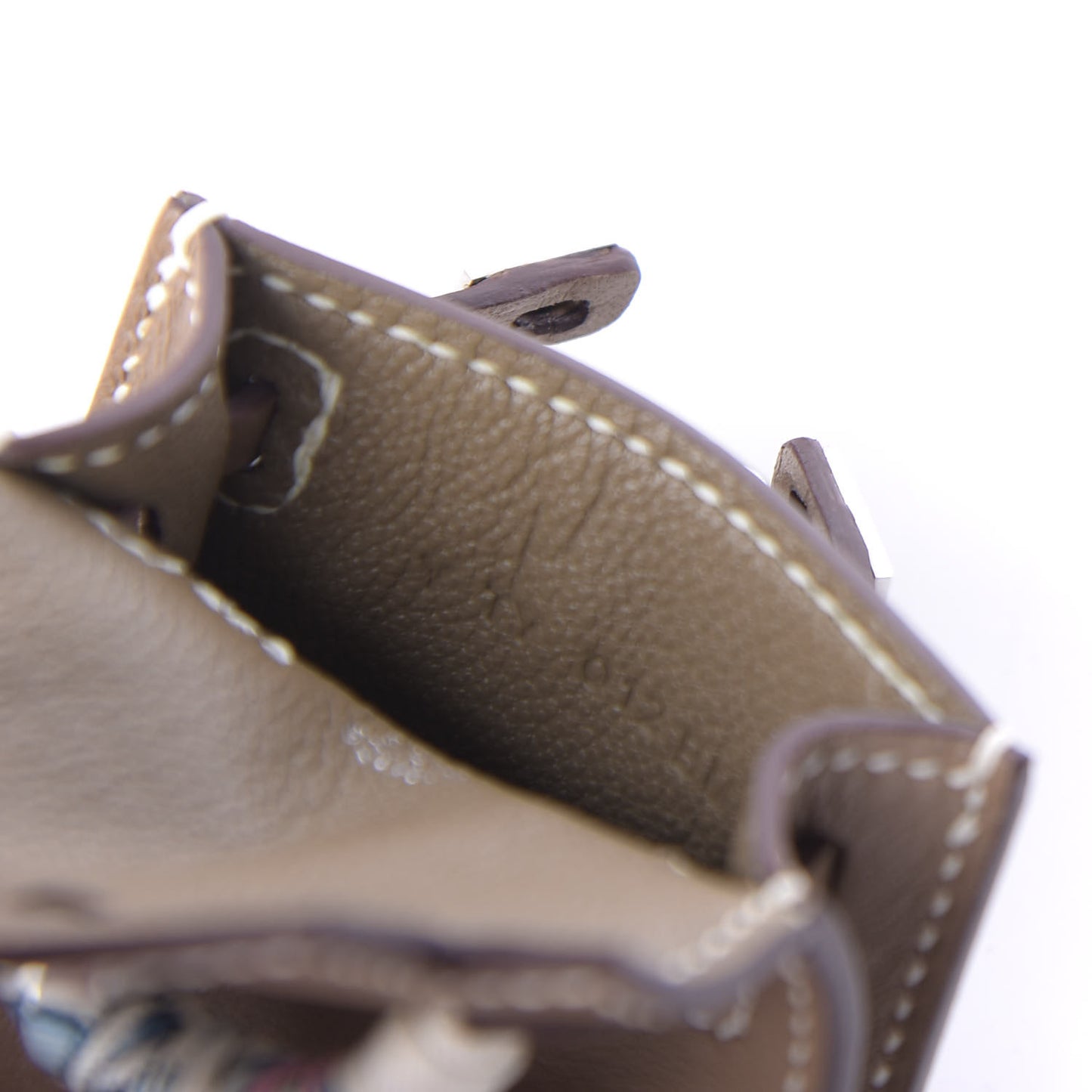 Tadelakt Mini Kelly Twilly Bag Charm Etoupe