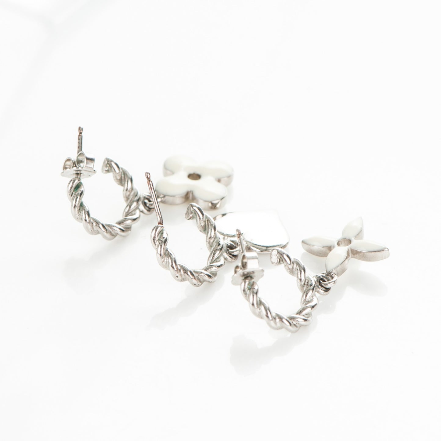 Sweet Monogram Earrings White