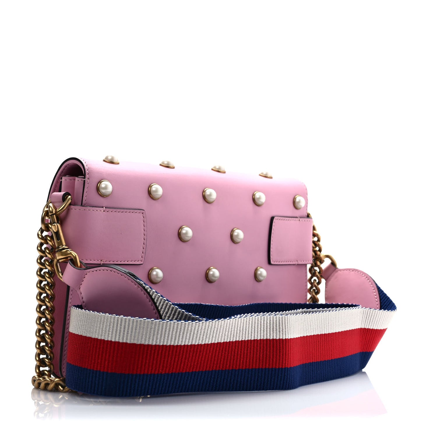 Nappa Pearl Studded Mini Queen Margaret Broadway Shoulder Bag Sugar Pink