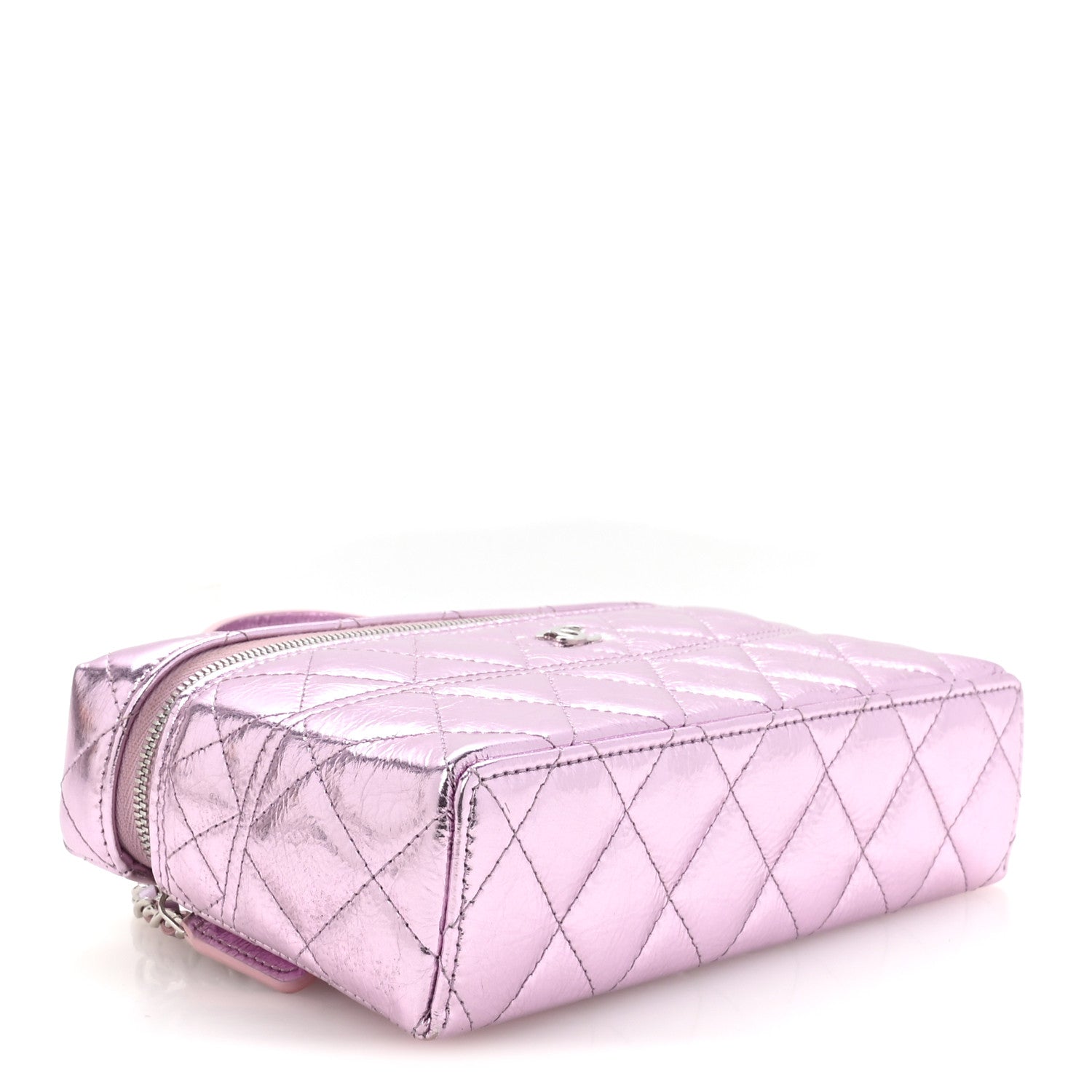 Chanel Metallic Calfskin Quilted Slim Vanity With Chain Pink 4 of 11