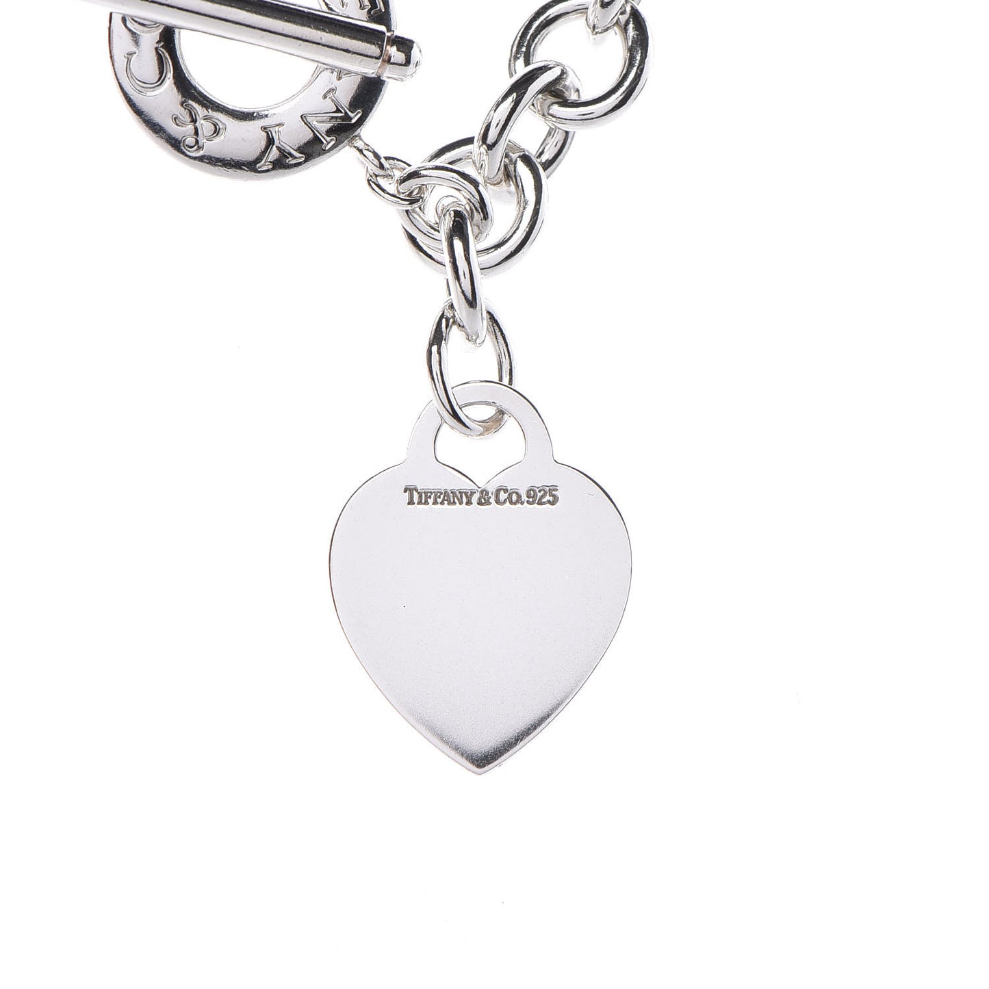 Sterling Silver Heart Tag Toggle Necklace