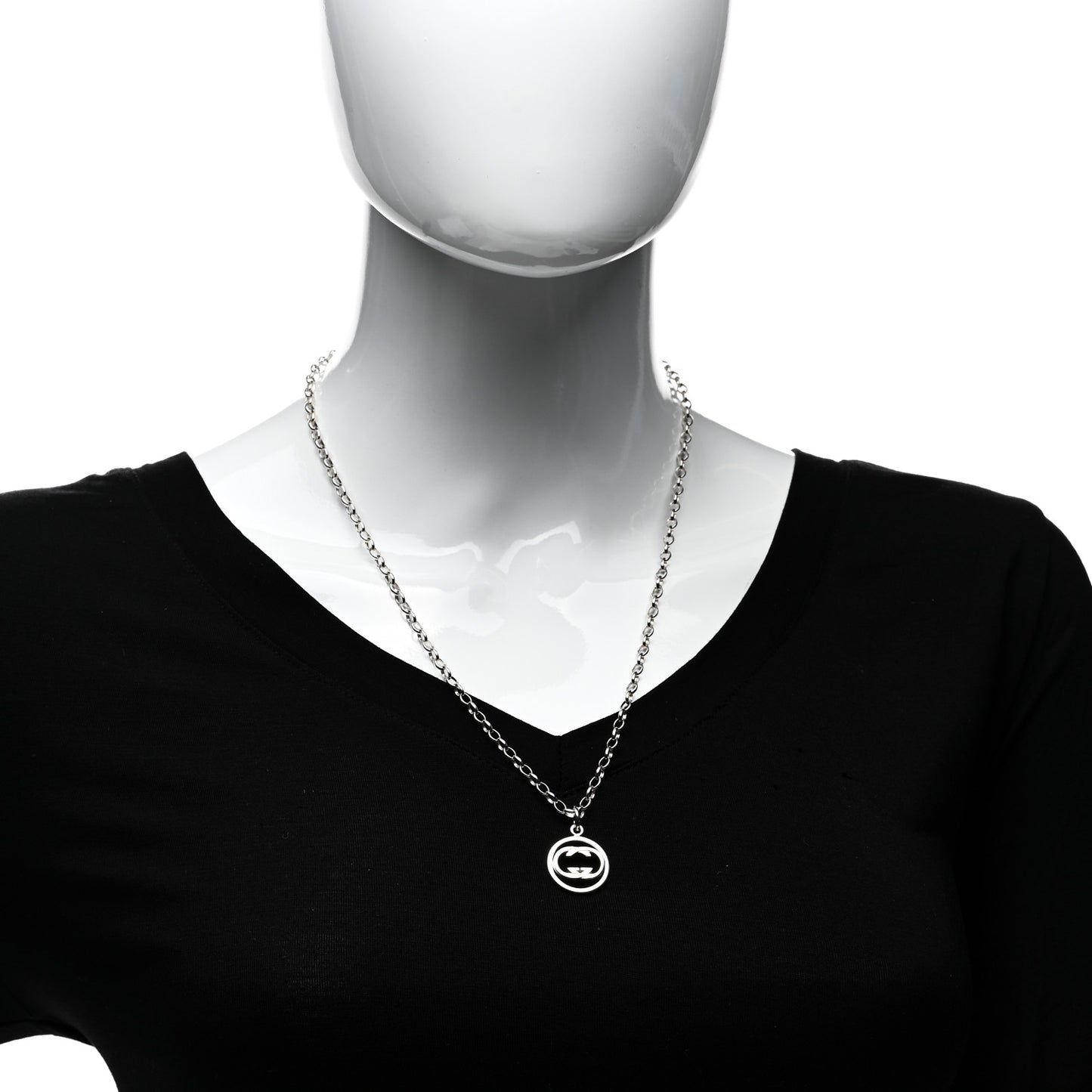 Sterling Silver Interlocking Circle GG Pendant Necklace
