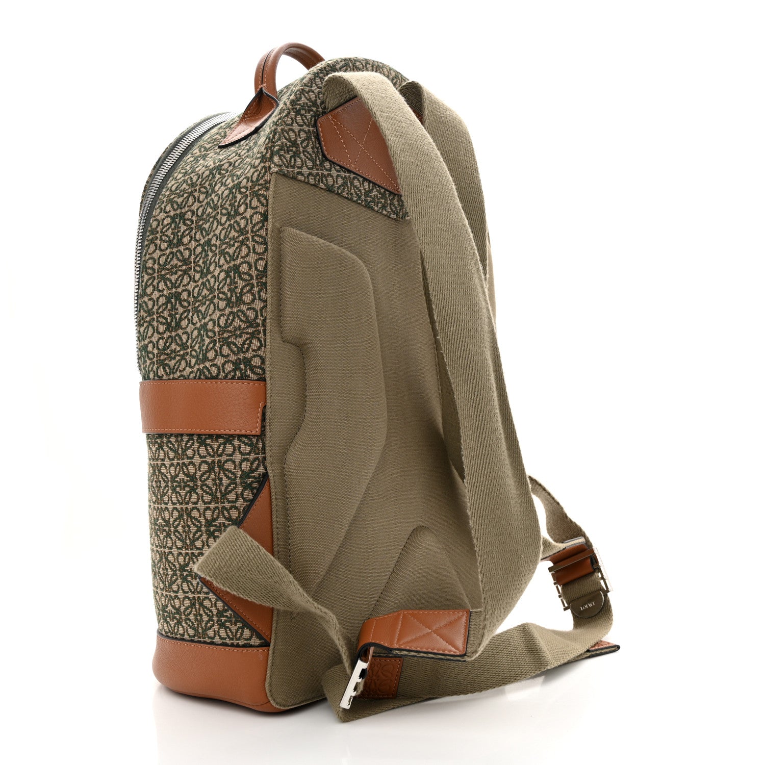Loewe Jacquard Anagram Calfskin Round Backpack Khaki Green 3 of 10