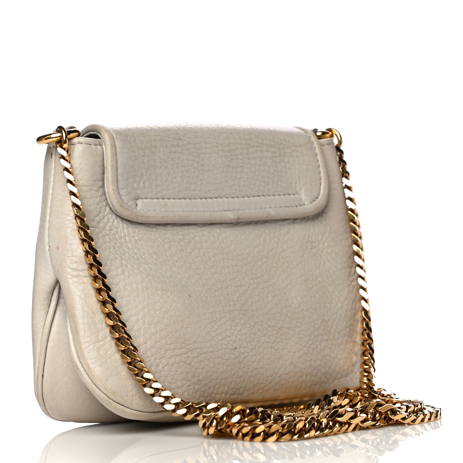 Gucci Pebbled Calfskin Small 1973 Chain Shoulder Bag Off White 2 of 21