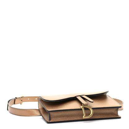 Christian Dior Metallic Grained Calfskin Saddle Belt Clutch Gold 3 of 5