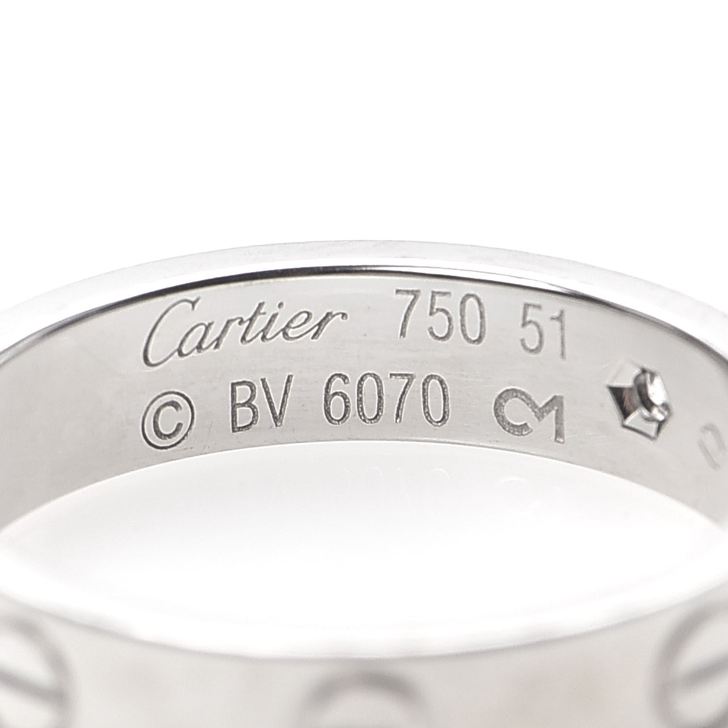 Cartier 18K White Gold Diamond 4mm LOVE Wedding Band Ring 51 5.75 4 of 5