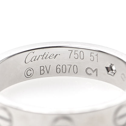 Cartier 18K White Gold Diamond 4mm LOVE Wedding Band Ring 51 5.75 4 of 5